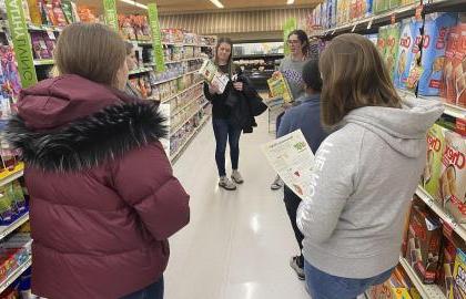 Students shopping in a grocery store